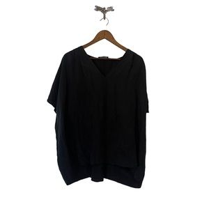 HATCH Black Short Sleeve Shirt with Bow Tie Detail on the Sleeve Women's O/S